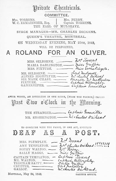Playbill for Private Theatrical in Montreal